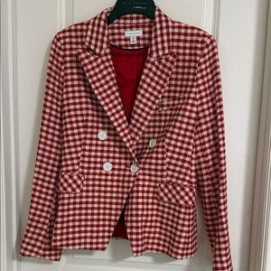 Topshop Red and White Checkered Blazer